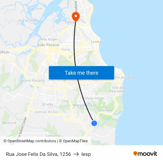 Rua Jose Felix Da Silva, 1256 to Iesp map