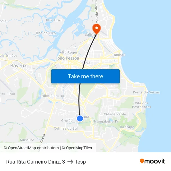 Rua Rita Carneiro Diniz, 3 to Iesp map