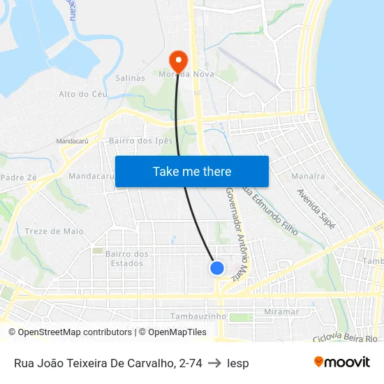 Rua João Teixeira De Carvalho, 2-74 to Iesp map