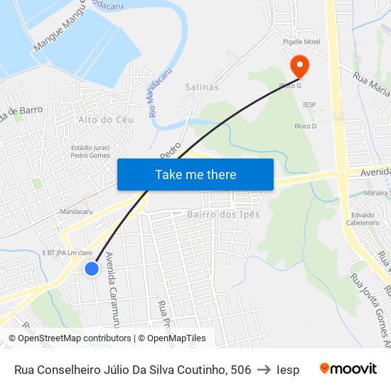 Rua Conselheiro Júlio Da Silva Coutinho, 506 to Iesp map