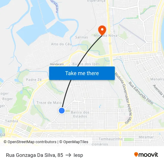 Rua Gonzaga Da Silva, 85 to Iesp map