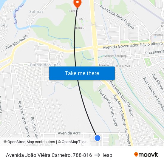 Avenida João Viêira Carneiro, 788-816 to Iesp map