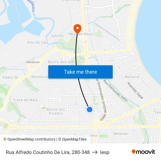 Rua Alfredo Coutinho De Líra, 280-348 to Iesp map