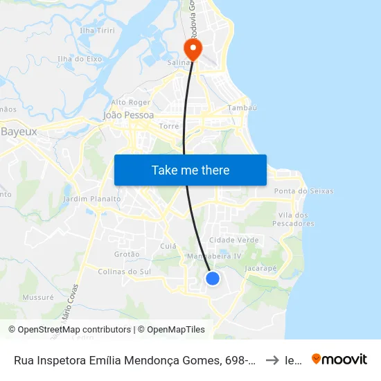 Rua Inspetora Emília Mendonça Gomes, 698-716 to Iesp map