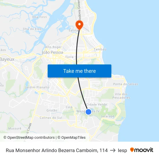 Rua Monsenhor Arlindo Bezerra Camboim, 114 to Iesp map