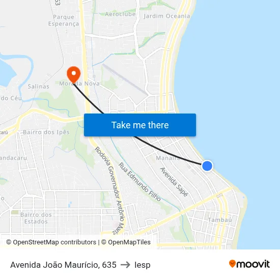 Avenida João Maurício, 635 to Iesp map