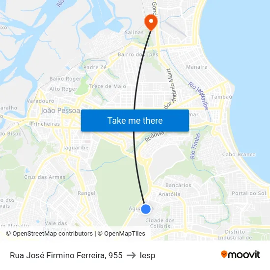 Rua José Firmino Ferreira, 955 to Iesp map
