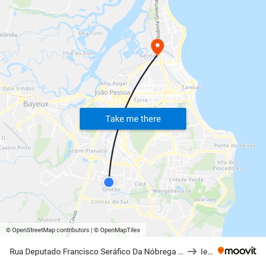 Rua Deputado Francisco Seráfico Da Nóbrega Filho, 54-104 to Iesp map