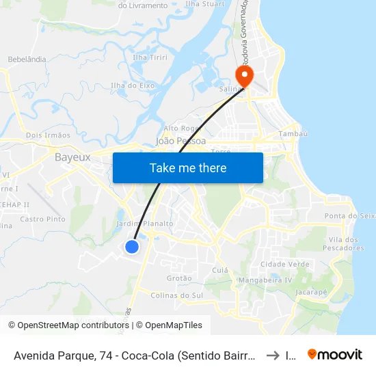 Avenida Parque, 74 - Coca-Cola (Sentido Bairro Das Indústrias) to Iesp map