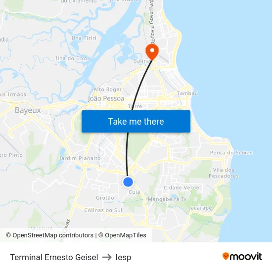 Terminal Ernesto Geisel to Iesp map