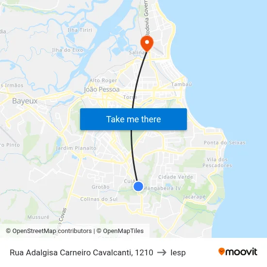 Rua Adalgisa Carneiro Cavalcanti, 1210 to Iesp map