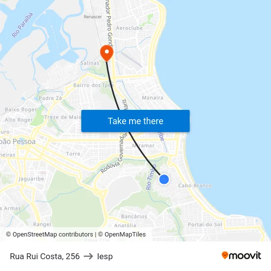Rua Rui Costa, 256 to Iesp map