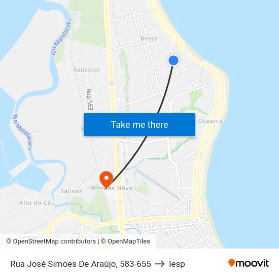 Rua José Simões De Araújo, 583-655 to Iesp map