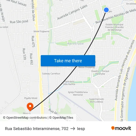 Rua Sebastião Interaminense, 702 to Iesp map