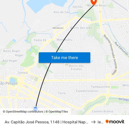 Av. Capitão José Pessoa, 1148 | Hospital Napoleão Laureano to Iesp map