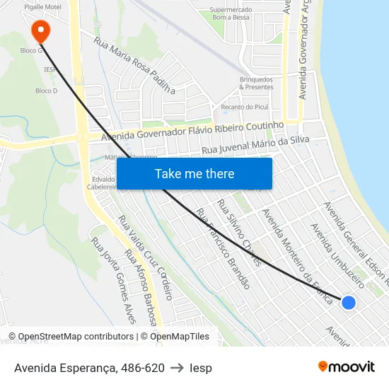 Avenida Esperança, 486-620 to Iesp map