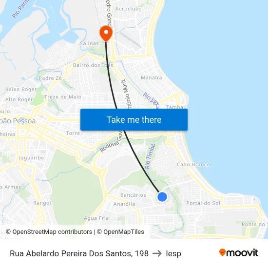 Rua Abelardo Pereira Dos Santos, 198 to Iesp map
