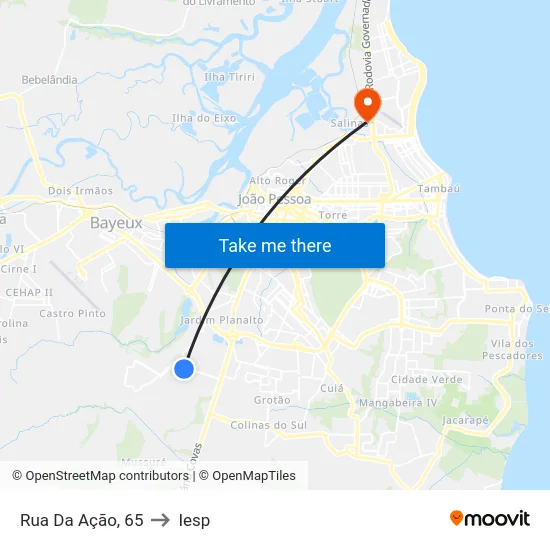 Rua Da Ação, 65 to Iesp map