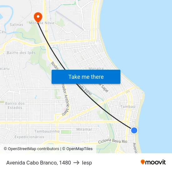 Avenida Cabo Branco, 1480 to Iesp map