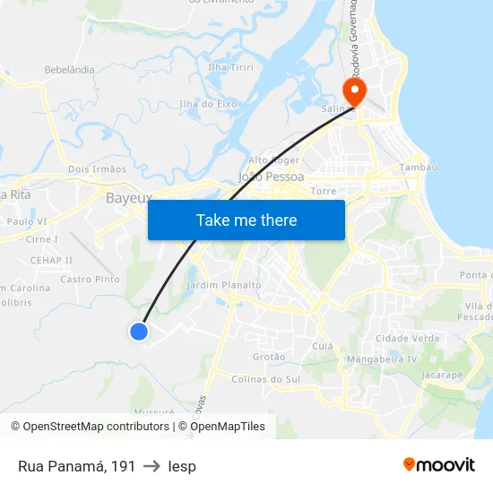 Rua Panamá, 191 to Iesp map