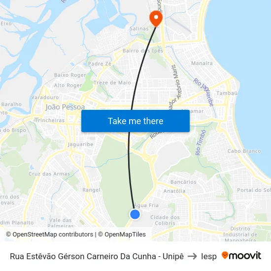 Rua Estêvão Gérson Carneiro Da Cunha - Unipê to Iesp map