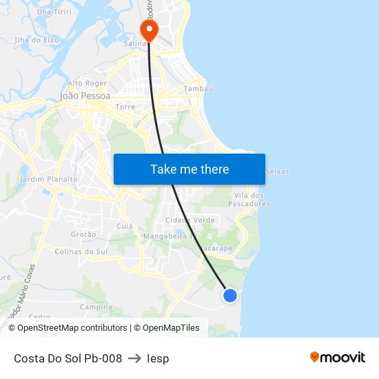 Costa Do Sol Pb-008 to Iesp map