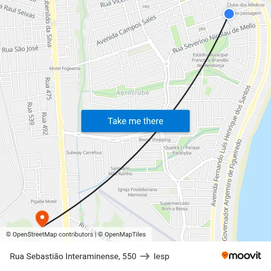 Rua Sebastião Interaminense, 550 to Iesp map