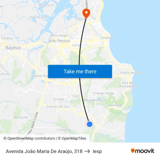 Avenida João Maria De Araújo, 318 to Iesp map
