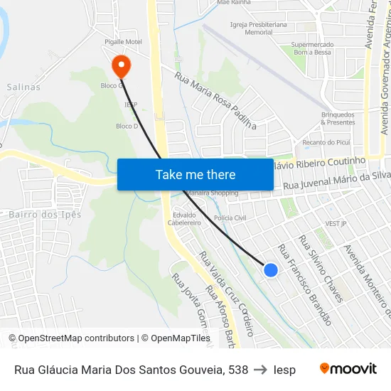 Rua Gláucia Maria Dos Santos Gouveia, 538 to Iesp map