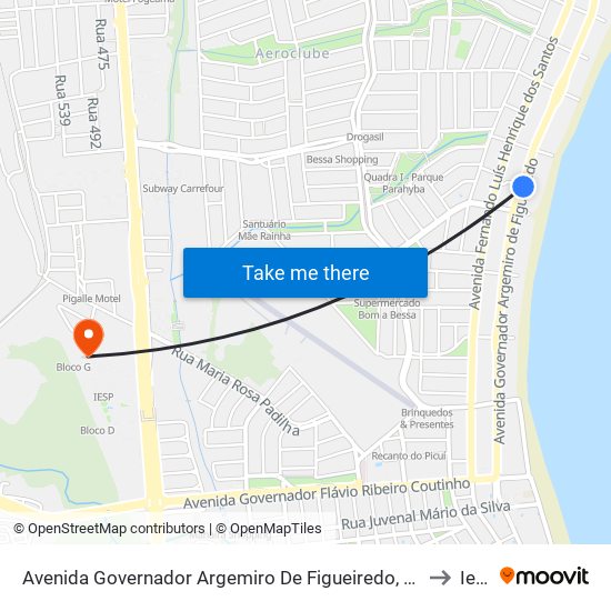 Avenida Governador Argemiro De Figueiredo, 1196-1384 to Iesp map