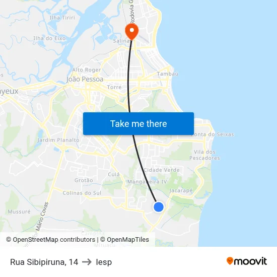 Rua Sibipiruna, 14 to Iesp map