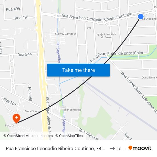 Rua Francisco Leocádio Ribeiro Coutinho, 747-829 to Iesp map