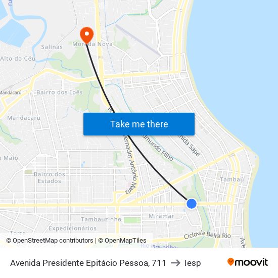 Avenida Presidente Epitácio Pessoa, 711 to Iesp map