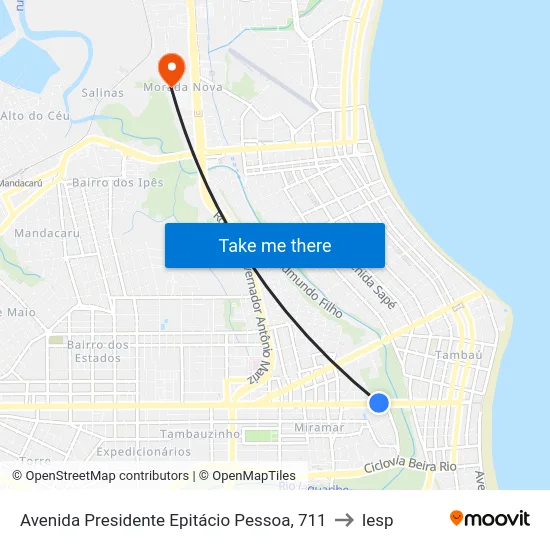 Avenida Presidente Epitácio Pessoa, 711 to Iesp map