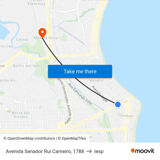 Avenida Senador Rui Carneiro, 1788 to Iesp map