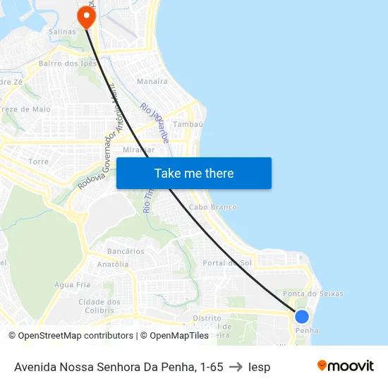 Avenida Nossa Senhora Da Penha, 1-65 to Iesp map