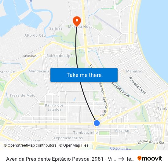 Avenida Presidente Epitácio Pessoa, 2981 - Viaduto Br-230 to Iesp map