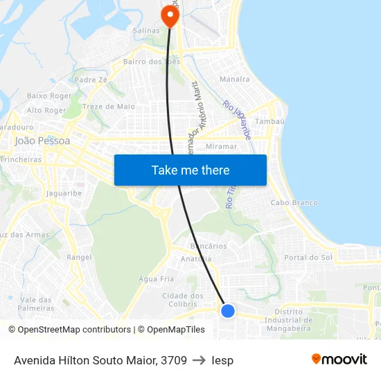 Avenida Hílton Souto Maior, 3709 to Iesp map