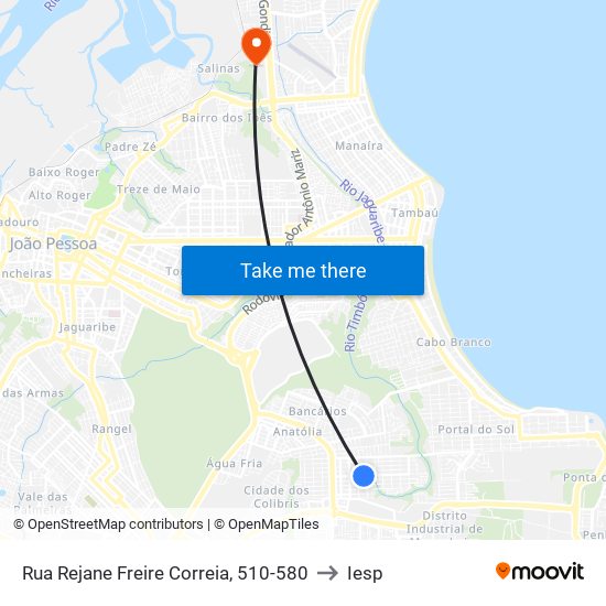 Rua Rejane Freire Correia, 510-580 to Iesp map