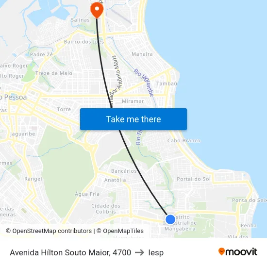 Avenida Hílton Souto Maior, 4700 to Iesp map