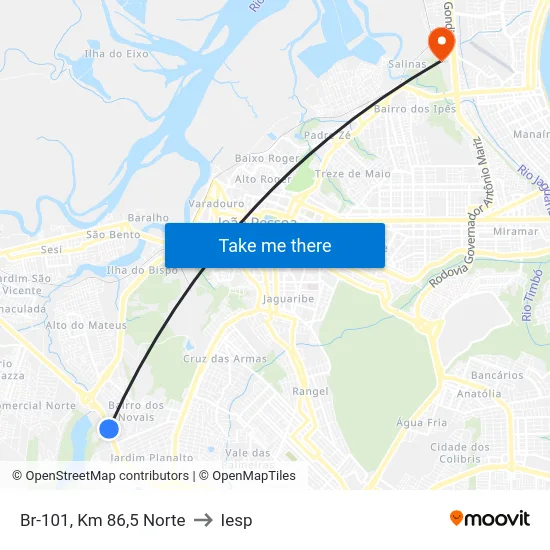 Br-101, Km 86,5 Norte to Iesp map