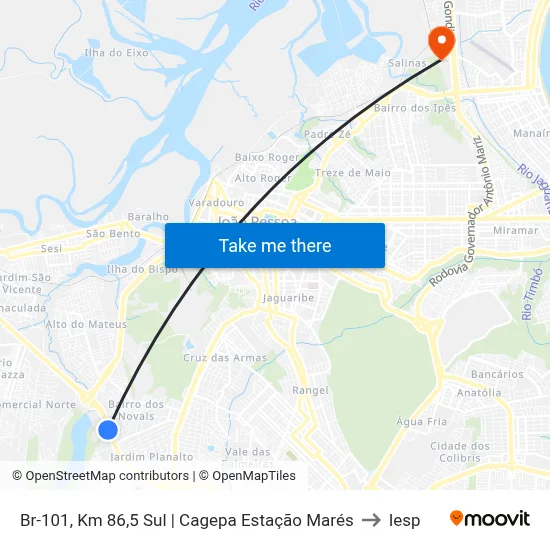 Br-101, Km 86,5 Sul | Cagepa Estação Marés to Iesp map