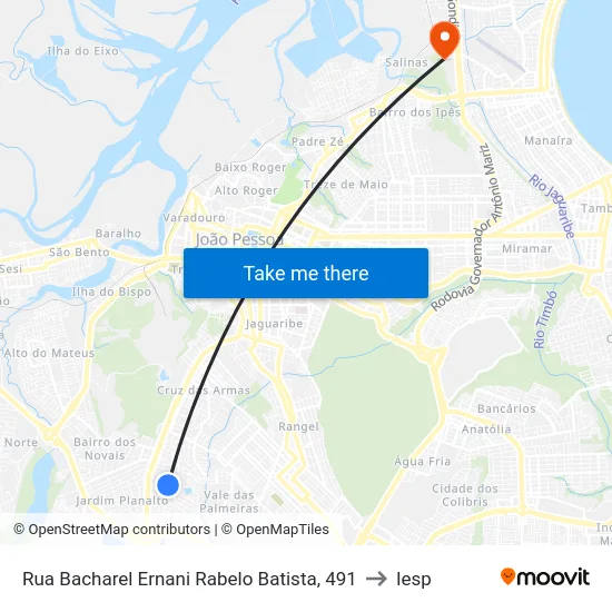 Rua Bacharel Ernani Rabelo Batista, 491 to Iesp map
