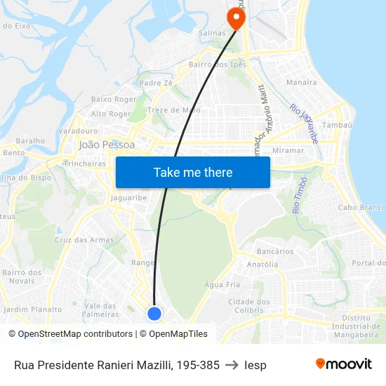 Rua Presidente Ranieri Mazilli, 195-385 to Iesp map