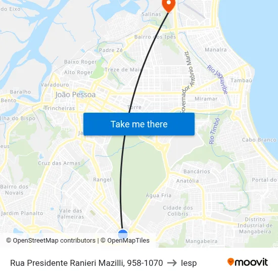 Rua Presidente Ranieri Mazilli, 958-1070 to Iesp map