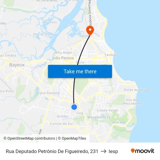 Rua Deputado Petrônio De Figueiredo, 231 to Iesp map
