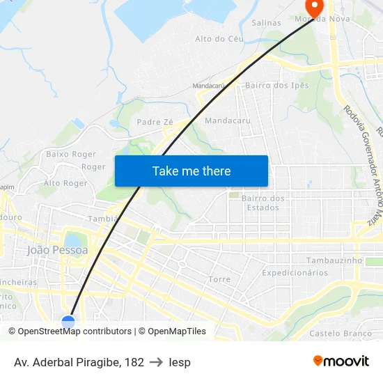 Av. Aderbal Piragibe, 182 to Iesp map