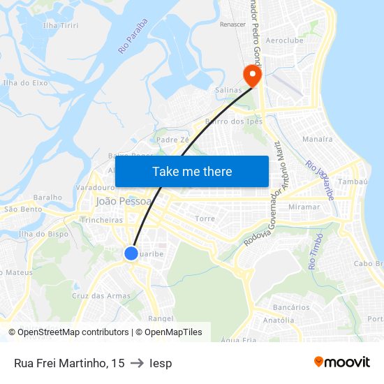 Rua Frei Martinho, 15 to Iesp map