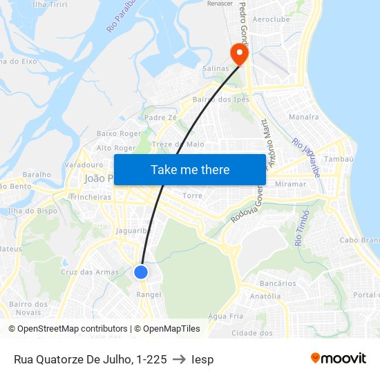 Rua Quatorze De Julho, 1-225 to Iesp map