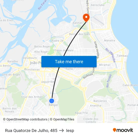 Rua Quatorze De Julho, 485 to Iesp map